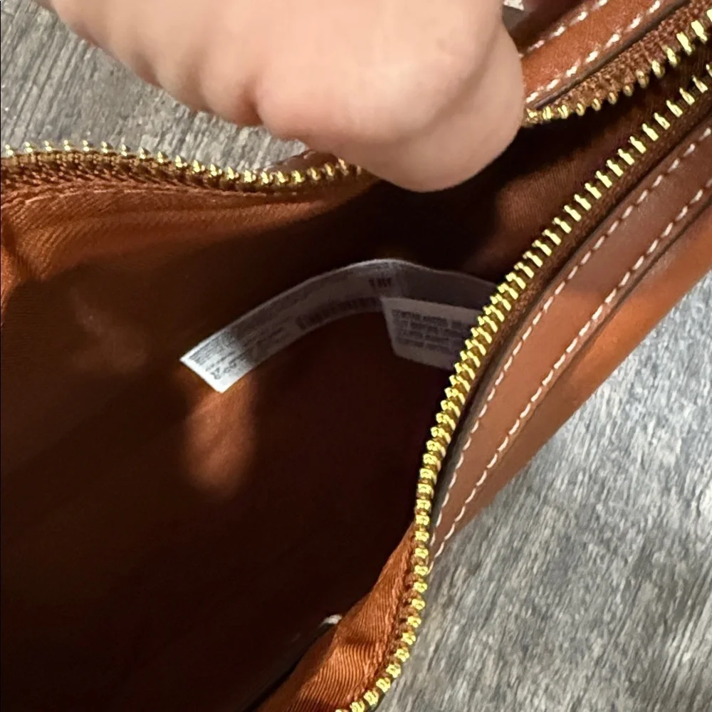 Mango Tan Leather Shoulder Bag